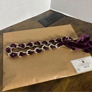 NEW Rothy’s The Shoulder Strap Velvet Chain Plum Velvet Chain 275-002 Gold